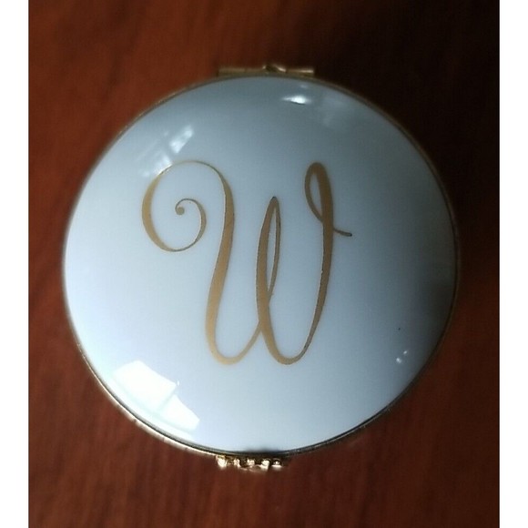 Limoges Other - Limoges France D Round Porcelain Trinket Box Gold Monogram W Ring, Weddi…